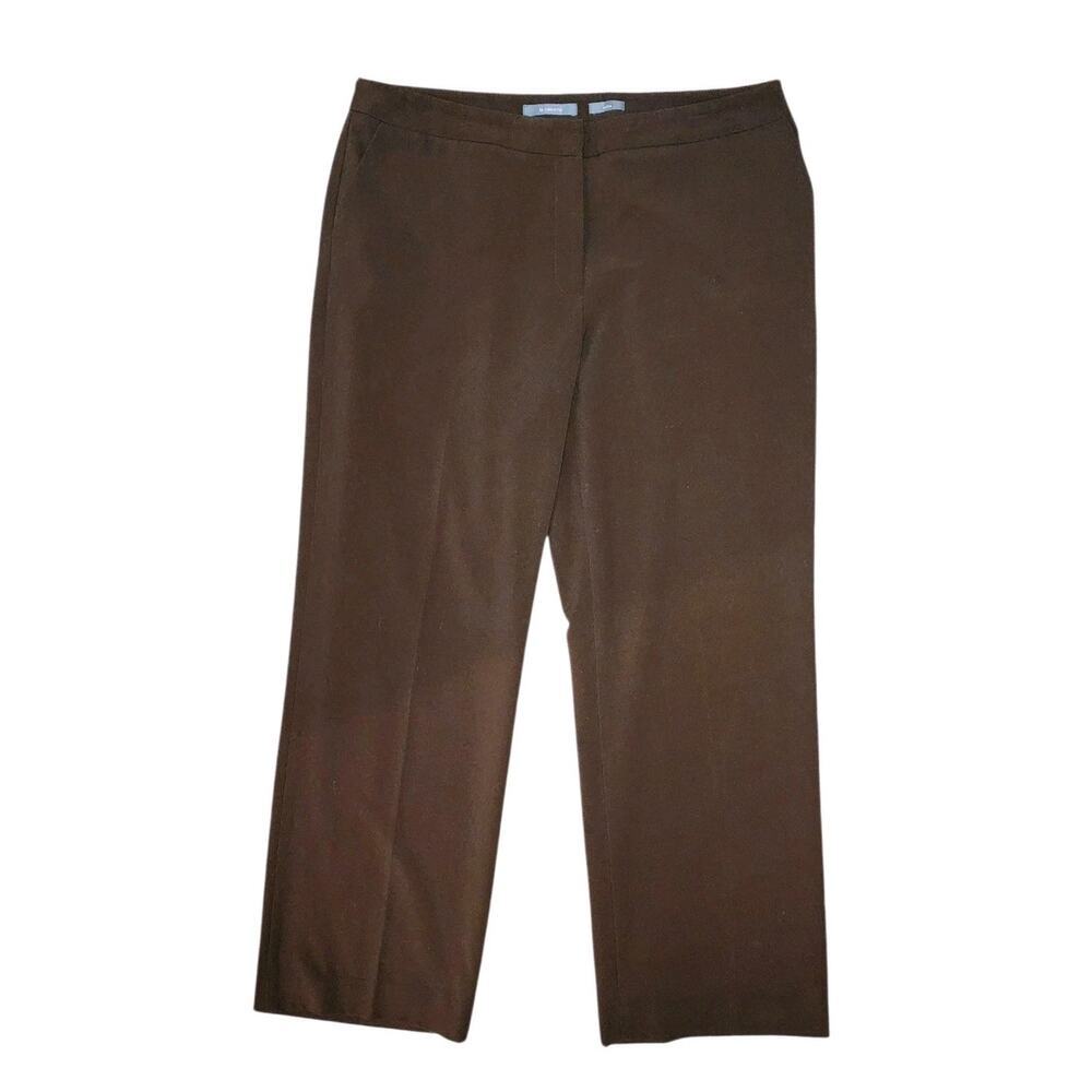 Liz Claiborne Pants Women's 16 Petite Brown Audra Mid Rise Straight Leg Office